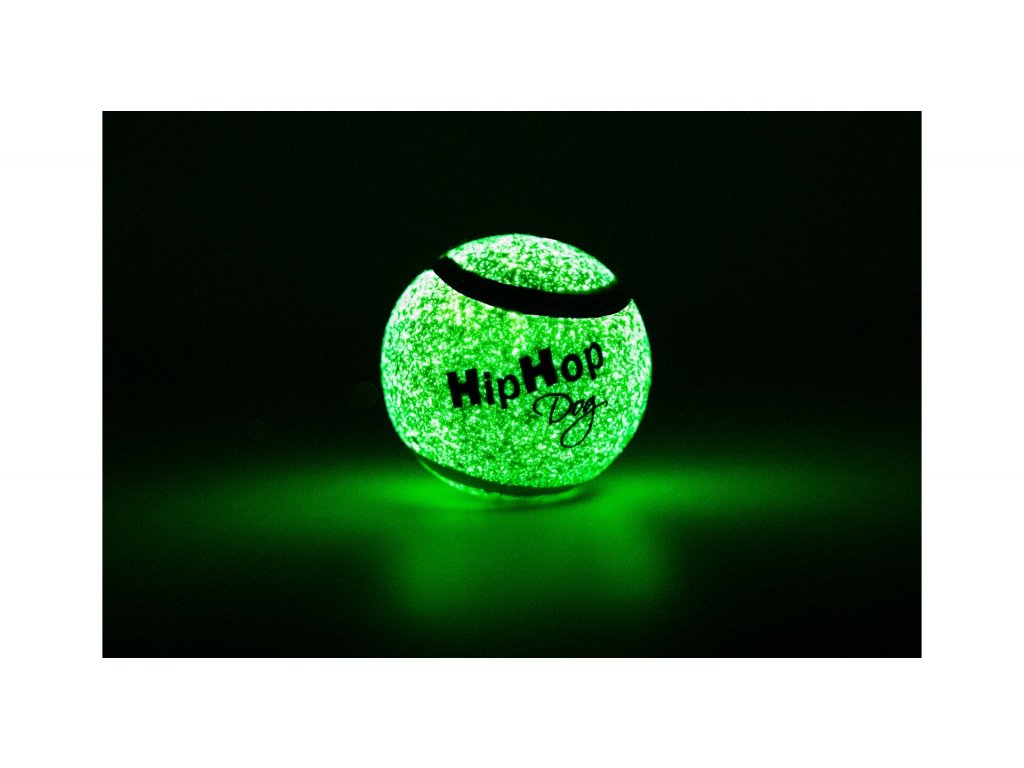 Neonový ve tmě svítící tenis. míč 6,5 cm HIPHOP DOG