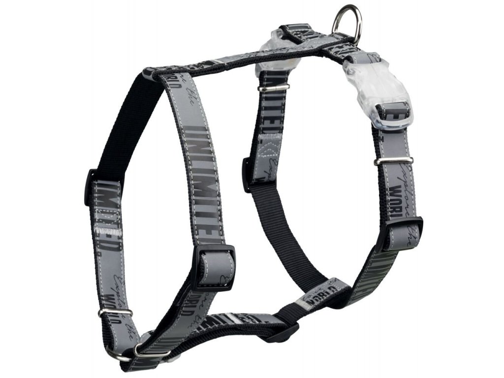 Postroj EXPLORE s blikátkem, černý/reflexní L-XL