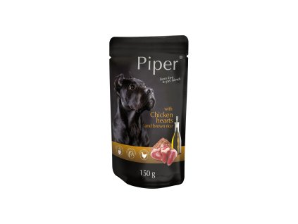 PIPER s kuřecími srdíčky a hnědou rýží, kapsička pro psy 150 g