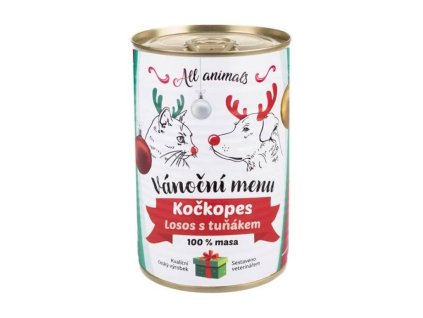 237079 vanocni konzerva all animals kockopes losos mlety s tunakem pro kocky a psy 400g