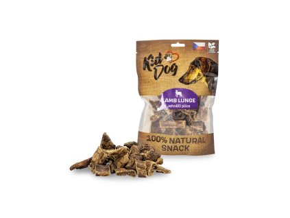 KIDDOG 100% Natural Snack, jehněčí plíce 2-4 cm / 80 g