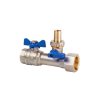 Guľový ventil 3/4Fx3/4 s prevlečnou maticou a vypúšťacím ventilom, modrý motýľ PN25 95° SPIN.
