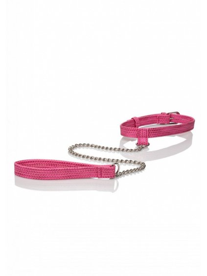 10876 5 calexotics tickle me pink collar w leash obojek s voditkem