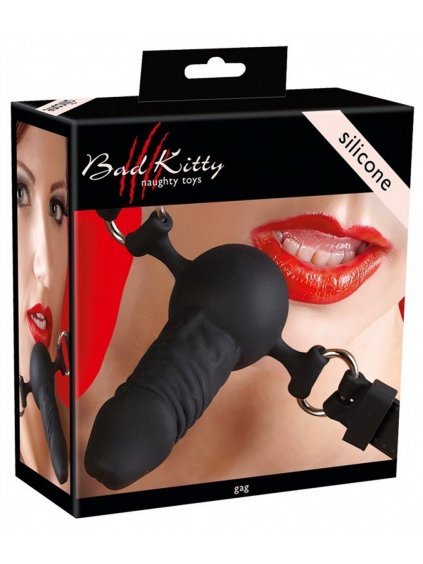 11179 3 bad kitty silicone gag ball silikonovy roubik s dildem