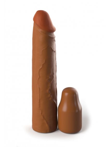 Pipedream Fantasy X-Tensions Sleeve 8 Inch + 2 Inch Plug / realistický návlek na penis - Caramel skin tone