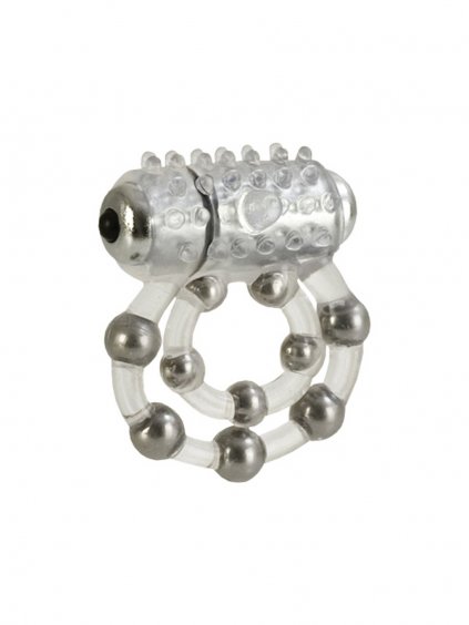 CalExotics Couples Enhancers Ring 10 Stroke Beads Vibrating - Transparent