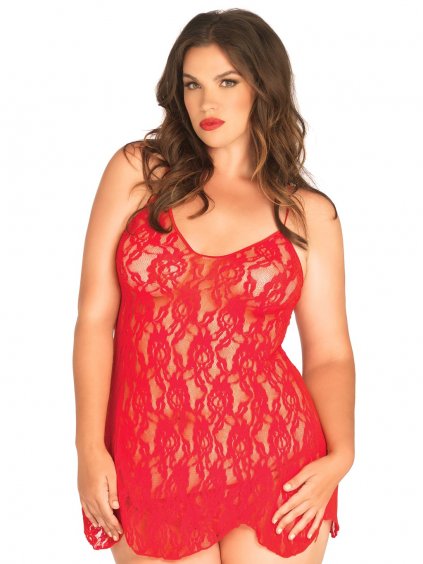 Leg Avenue Very Sexy Lingerie Rose Lace Flair Chemise - Red - PLUS
