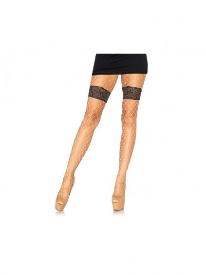 Leg Avenue Diamond net tights with floral - Nude - O/S