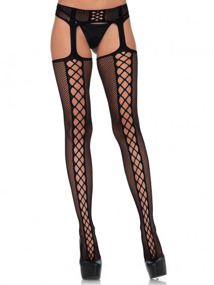 Leg Avenue Lace up backseam stockings - Black - O/S