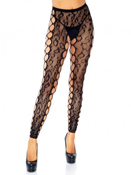 Leg Avenue Footless Crotchless Tights - Black - O/S