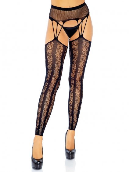 Leg Avenue Footless Garterbelt Stockings - Black - O/S