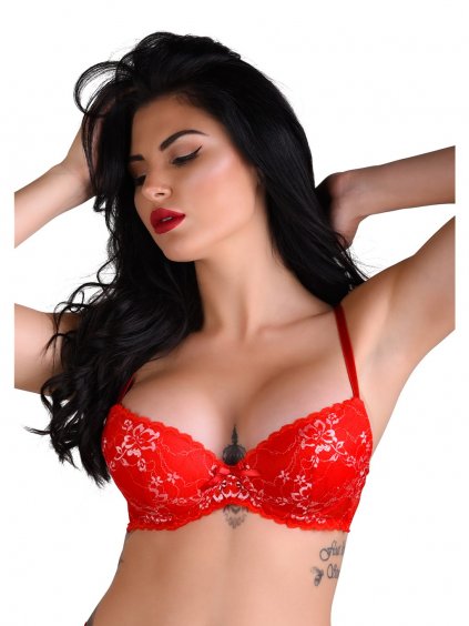 Biustonosz Demi Daring Intimates Day & Night z kwiatową koronką - Czerwony - 75C