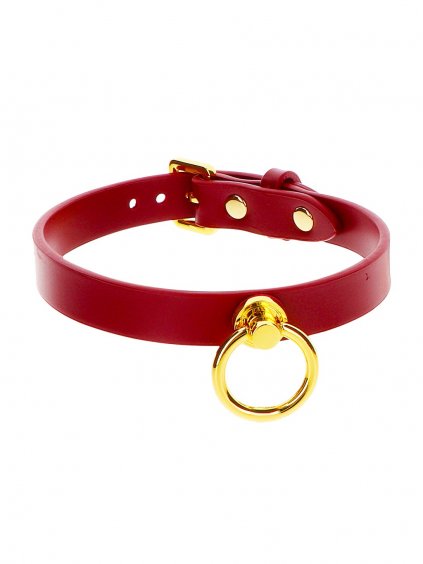 Taboom Bondage im Luxus-O-Ring-Halsband - Rot
