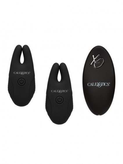 CalExotics Remote Controlled Vibes Silicone Remote Nipple Clamps - Black
