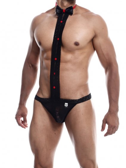 MOB Eroticwear MOB Tuxedo Lace Thong - Black - L/XL