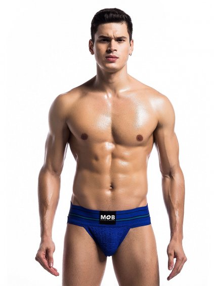 MOB Eroticwear Fetish Classic Wide Jockstrap - Blue - M