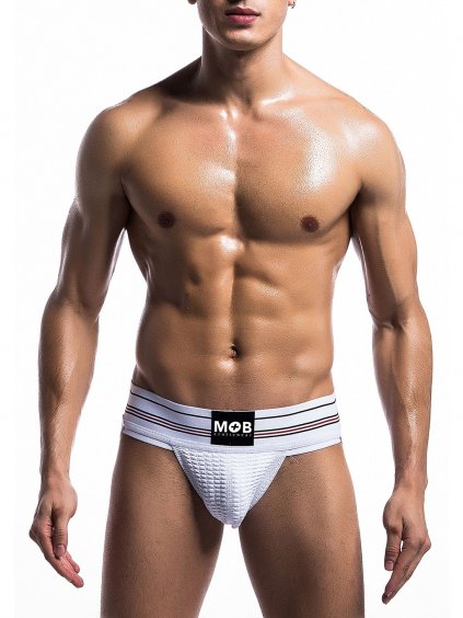MOB Eroticwear Fetish Klasyczny szeroki pasek Jockstrap - Biały - XL