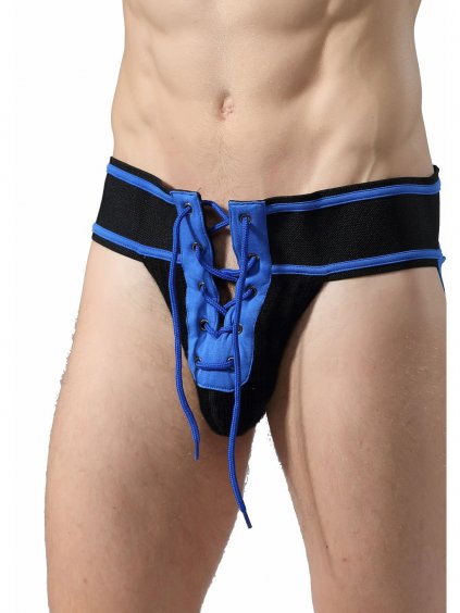 MOB Eroticwear Fetish Football Jockstrap - Blue - M