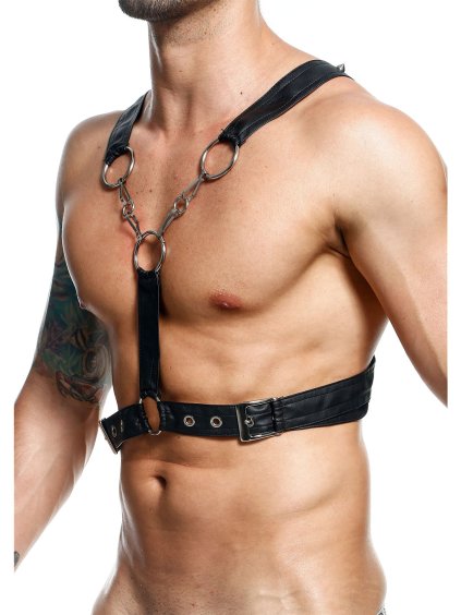 MOB Eroticwear DNGEON Cross Chain Harness - Black - O/S