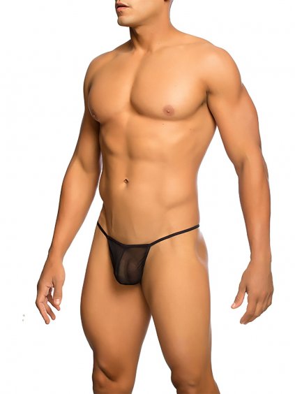 MOB Eroticwear MOB Sheer T-Back Thong - Black - L/XL