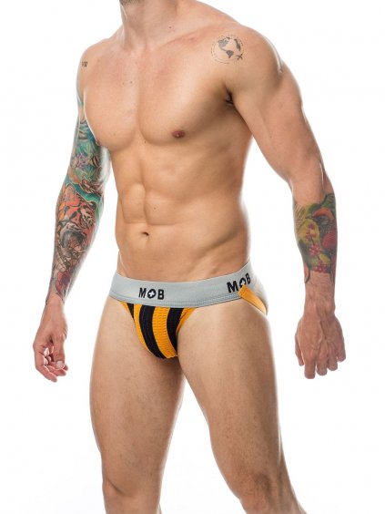 MOB Eroticwear MOB Stripe Classic Jock - Orange - L