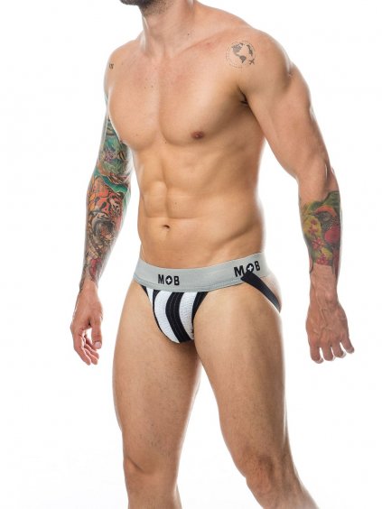 MOB Eroticwear MOB Stripe Classic Jock - White - S