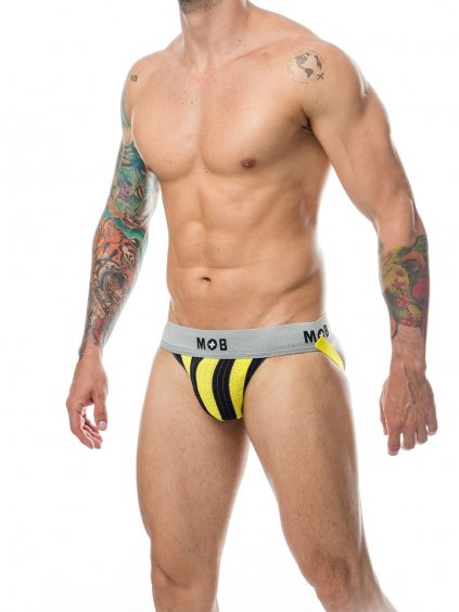 MOB Eroticwear MOB Stripe Classic Jock - Żółty - XL