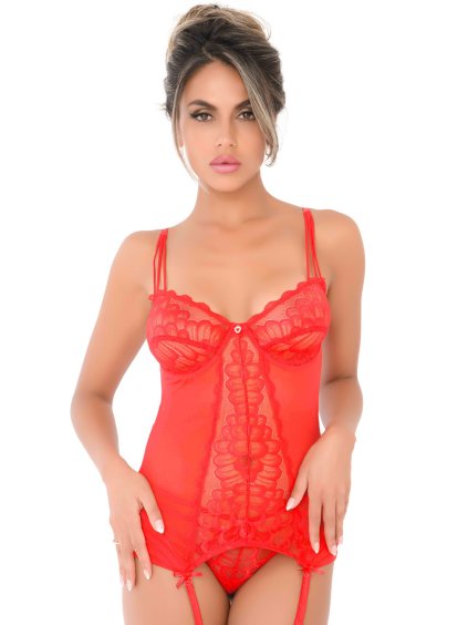 Daring Intimates Day & Night Lace Cami Corset with string - Red - M