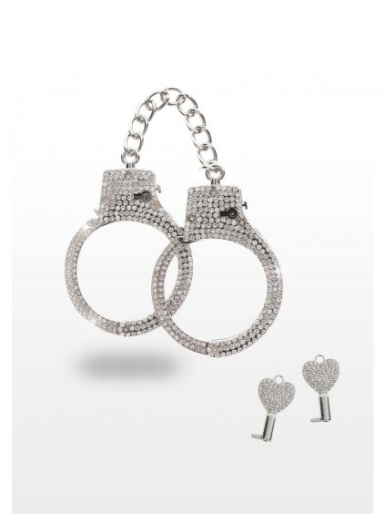 Taboom Luxury Bondage Essentials Diamond Wrist Cuffs Silver - Silver