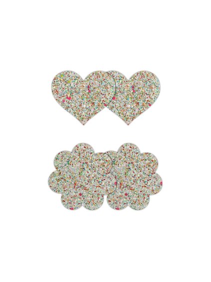 NS Novelties Pretty Pasties Heart & Flower Glow 2 Pair - Multicolor