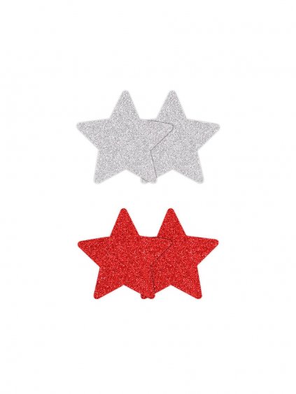 NS Novelties Pretty Pasties Glitter Stars Black/Gold 2 Pair - Red
