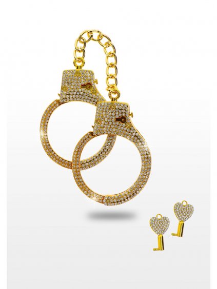 Taboom Bondage in Luxury Diamond Wrist Cuffs Gold - Gold