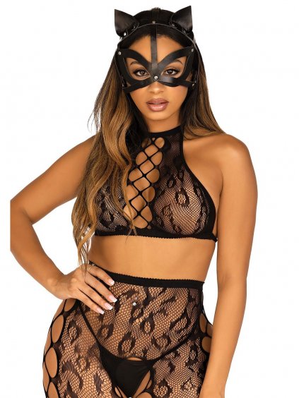 Very Sexy Lingerie Leg Avenue Vegan leather studded catmask - Black - O/S