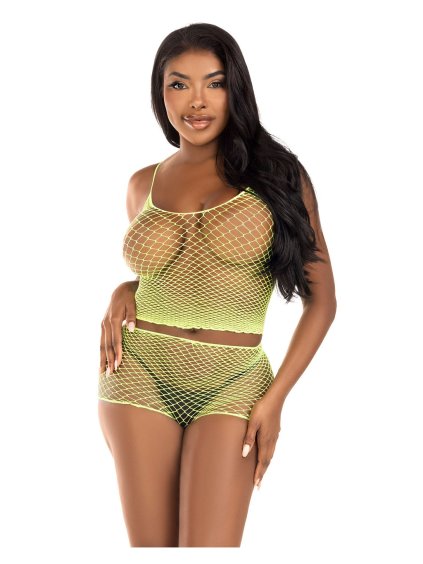 Very Sexy Lingerie Leg Avenue Rainbow top, shrug & shorts - Green - O/S