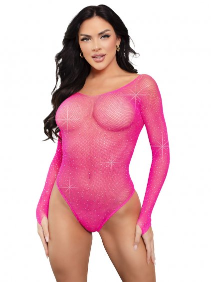Very Sexy Lingerie Leg Avenue Fishnet thong back bodysuit - Pink - O/S