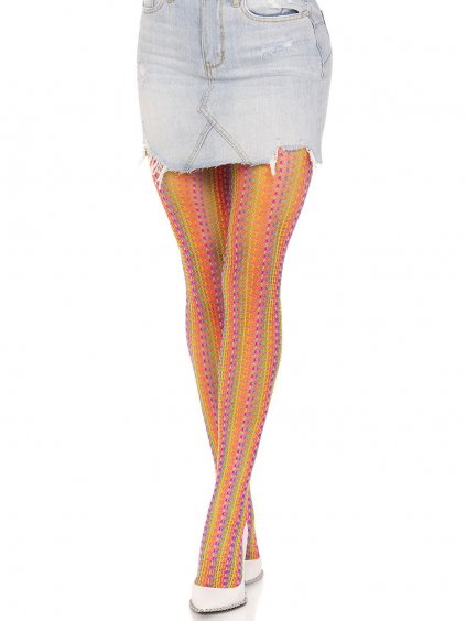 Leg Avenue Rainbow crochet net tights - Multicolor - O/S