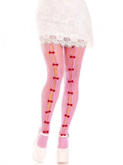 Leg Avenue Sweetheart striped net tights - Pink - O/S