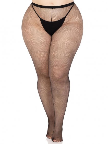 Leg Avenue Spandex micro net tights + - Black - 1X/2X