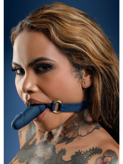 Taboom Silicone Penis Ball Gag - Blue