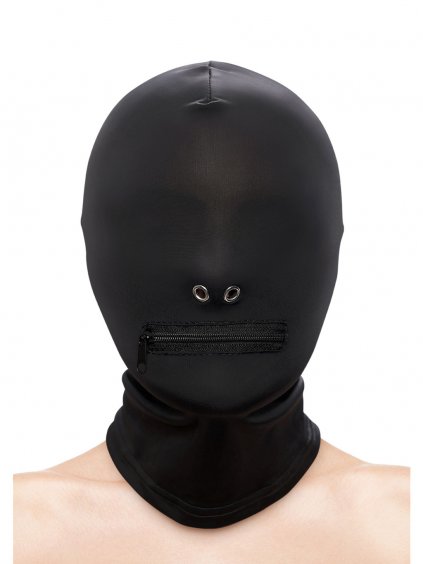 NS Novelties Fetish & Fashion Zippered Mouth Hood - Black