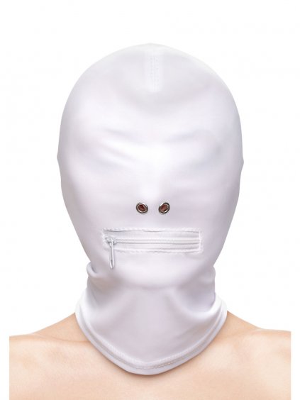 NS Novelties Fetish & Fashion Zippered Mouth Hood - White