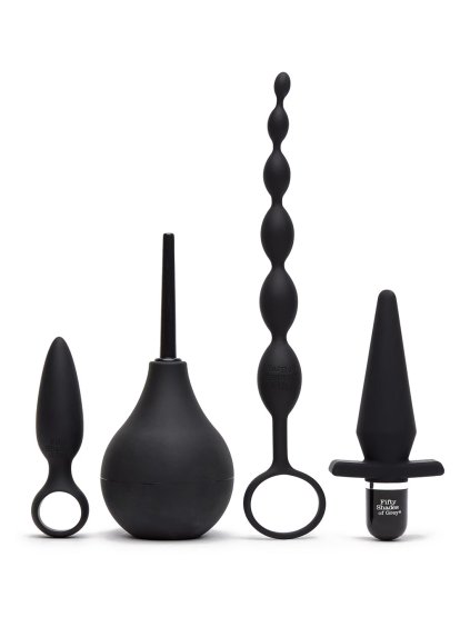 Fifty Shades of Grey Pleasure Overload Starter Anal Kit (4 piece kit) - Black