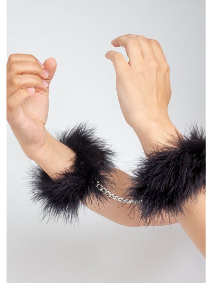 Secret Play Marabou Handcuffs - Čierne