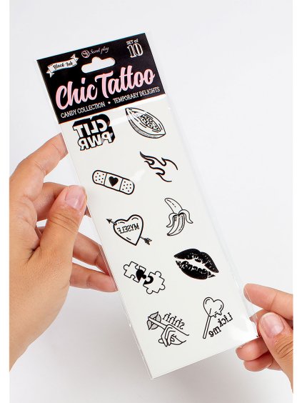 Secret Play Candy Chic Temporary Tattoo - Čierna
