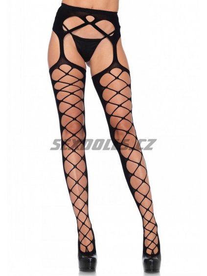 7078 2 leg avenue diamond net opaque stockings bezesve puncochy s ozdobnym pasem