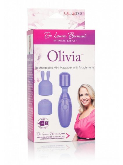 8452 2 dr laura berman olivia rechargeable mini massager with attachments