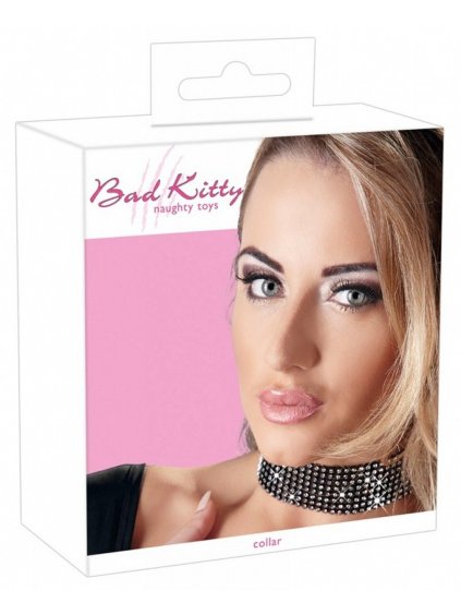 9496 8 bad kitty collar damsky kozeny nahrdelnik zdobeny kaminky