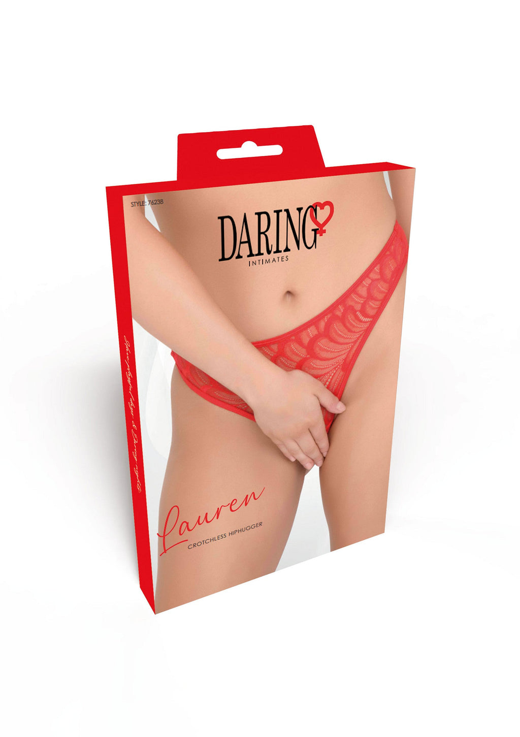Daring Intimates Day & Night Crotchless Hiphugger - Red - XL/XXL