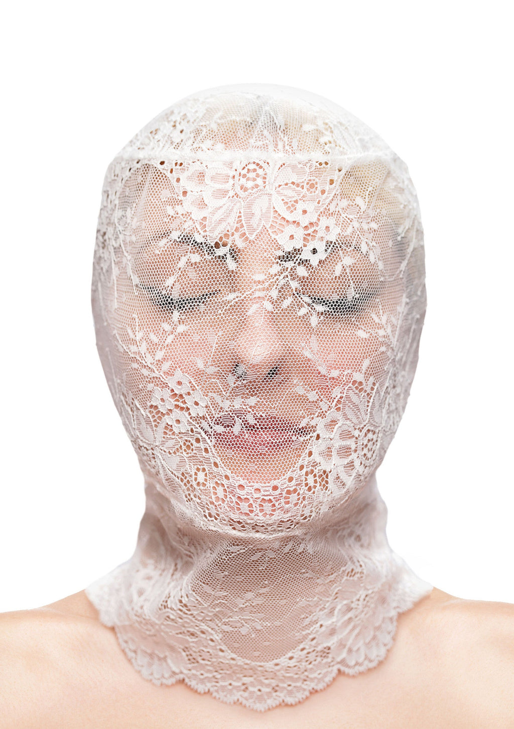 NS Novelties Fetish & Fashion Lace Hood - White