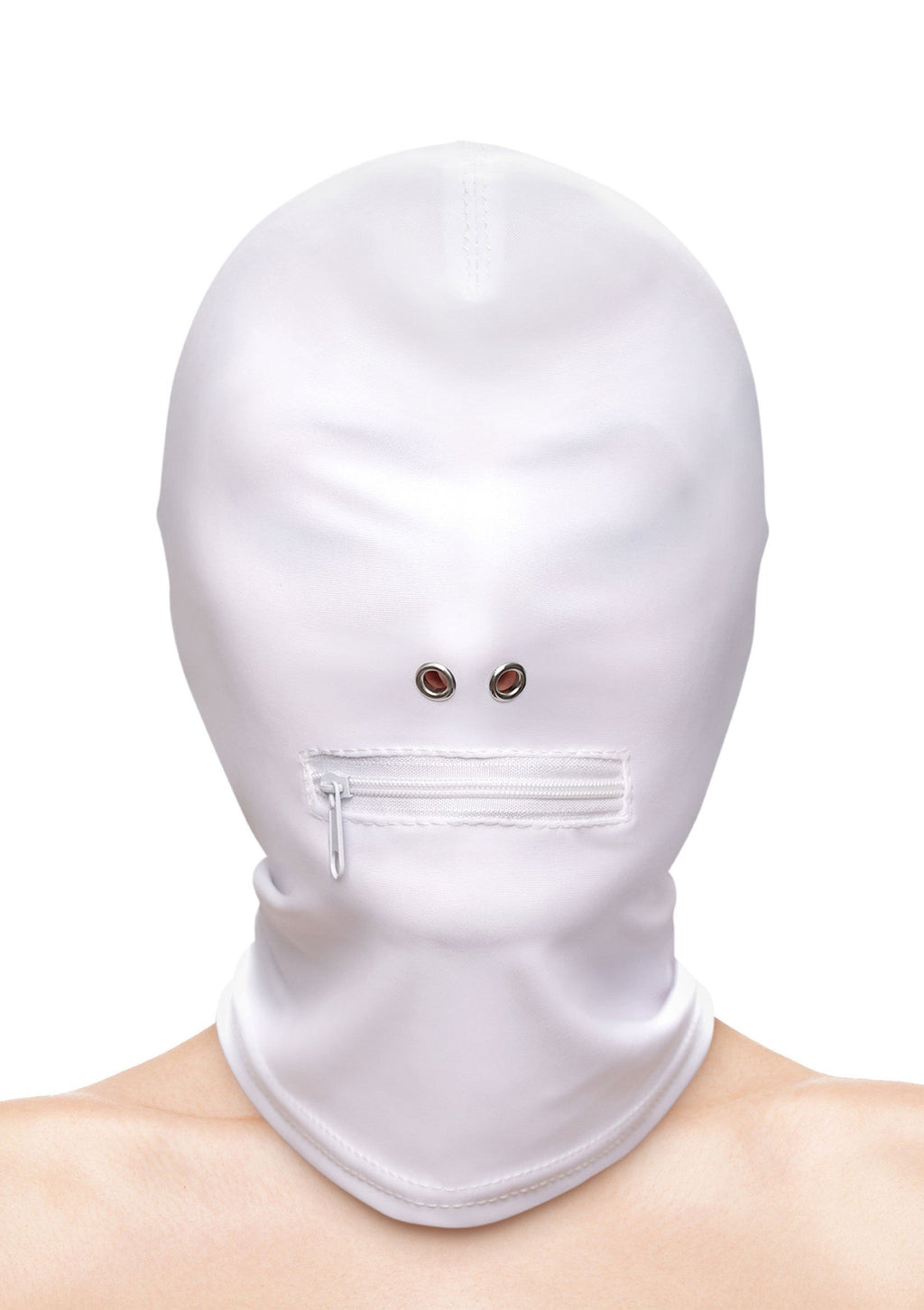 NS Novelties Fetish & Fashion Zippered Mouth Hood - White